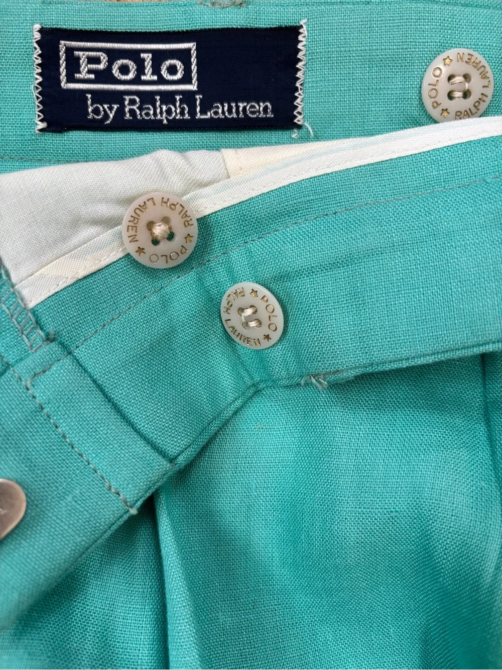 Vintage 90s POLO Ralph Lauren Linen Pleated Cuffed Slacks Resort Causal Men Pant
